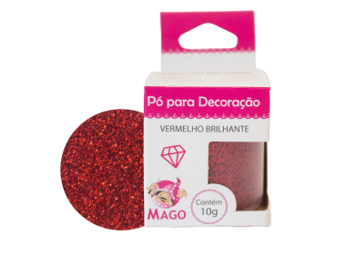 Pó Para Decoração Vermelho Brilhante 10Gr Mago